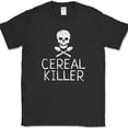 thumbnail image 1 of Cereal Killer T-Shirt Funny Serial Food Breakfast Humor Skull Novelty Cotton Tee - Black, S, 1 of 1