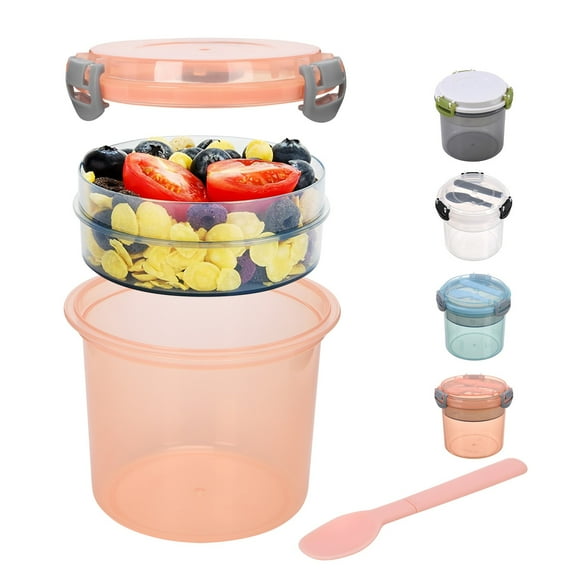 Cereal and Milk Container on The Go,Portable Reusable Parfait Cups With Lids Yogurt Cup With Topping Cereal Or Oatmeal Container Leak Proof Breakfast On The Cups 20OZ For Meal Pre Protion