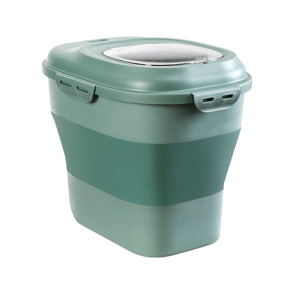 Cereal Rice Food Storage Containers, Collapsible Dispenser Bin with Rolling Wheel Airtight Locking Lid, Dog Pet Cat Flour Plastic Leakproof Kitchen Pantry Hold