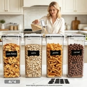 Cereal Storage Container Set of 4, Sindcom Airtight Food Storage Containers, 135.2 fl oz, Black