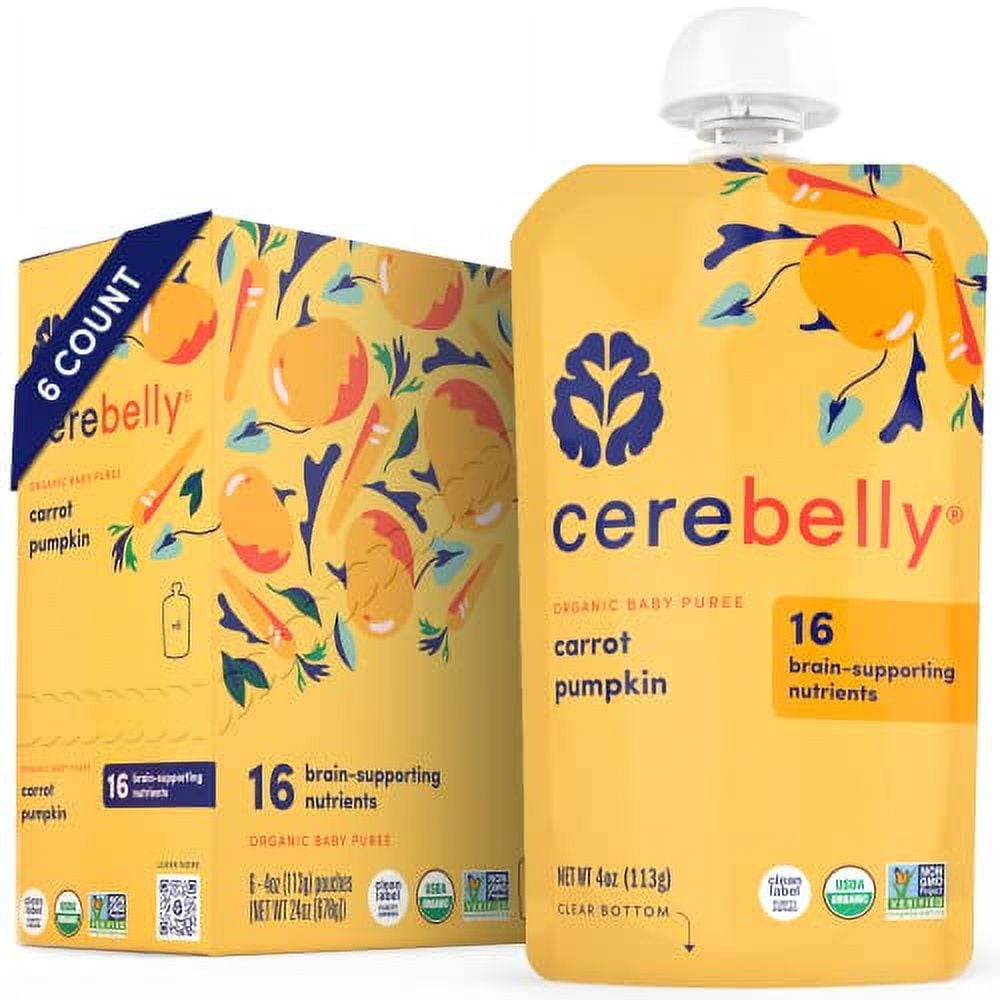 Cerebelly Baby Food Pouches Carrot Pumpkin (4 oz, Pack of 6