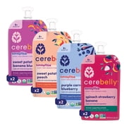 Cerebelly Organic Baby Food Pouches, Smoothie Sampler Pack, 4 oz, Puree Toddler Pouches, 8 Pack