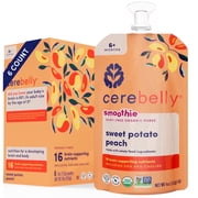 Cerebelly Organic Baby Food, Sweet Potato Peach, 4 oz Puree Toddler Pouches, 6 Pack