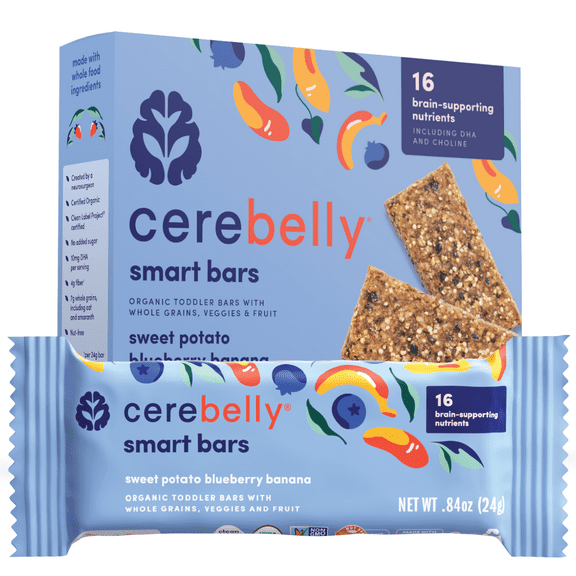Cerebelly Organic Toddler Snack Bars , Blueberry Banana, 5 Count