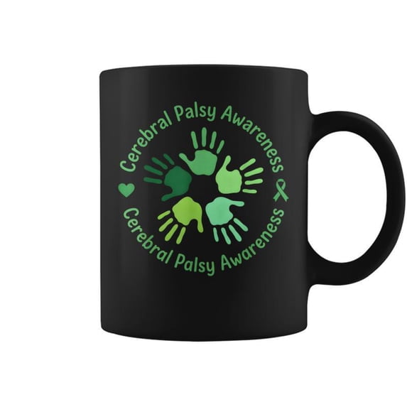Cerebral Palsy Awareness Ribbon Support Squad Unity Hand Coffee Mugs ...