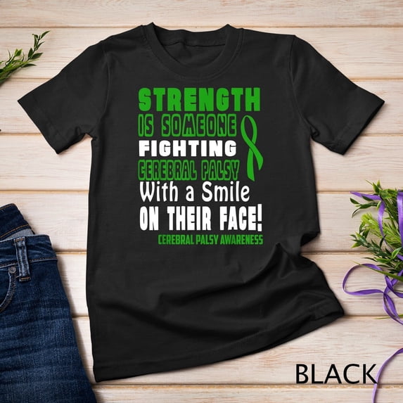 Cerebral Palsy Awareness Strength Warrior T-Shirt Inspirational Green Ribbon Support Graphic Tee for Men Women Unisex Retro Style