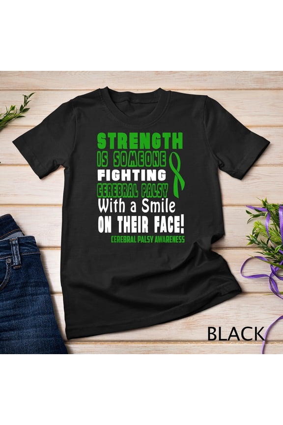 Cerebral Palsy Awareness Strength Warrior T-Shirt Inspirational Green Ribbon Support Graphic Tee for Men Women Unisex Retro Style