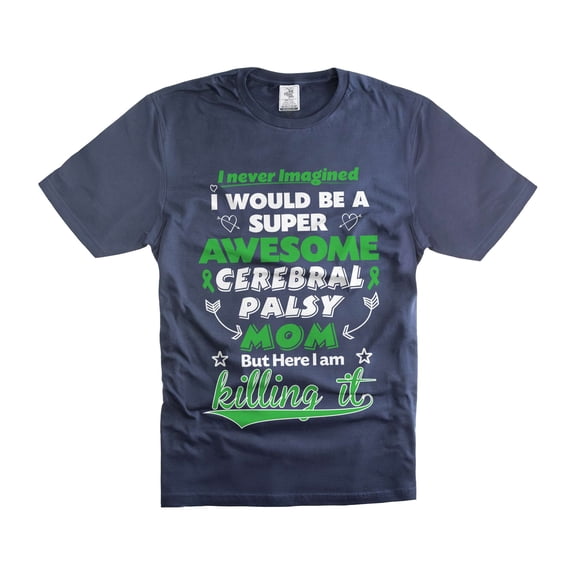 Cerebral Palsy Mom T-Shirt Cerebral Palsy Awareness Shirt Cerebral Palsy Autism Tee For Her Women (Medium Navy Blue)