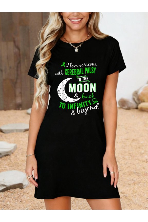 Cerebral Palsy Shirt - Cerebral Palsy Awareness Shirt T-Shirt Dress Casual Summer Dress Everyday Outfit