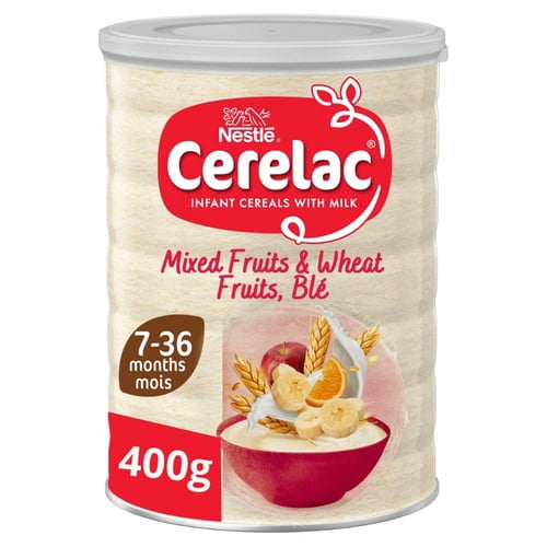 Cerelac Mixed Fruits & Wheat Infant Cereal with milk 7 months+ 400g, British Import (Pack of 3)