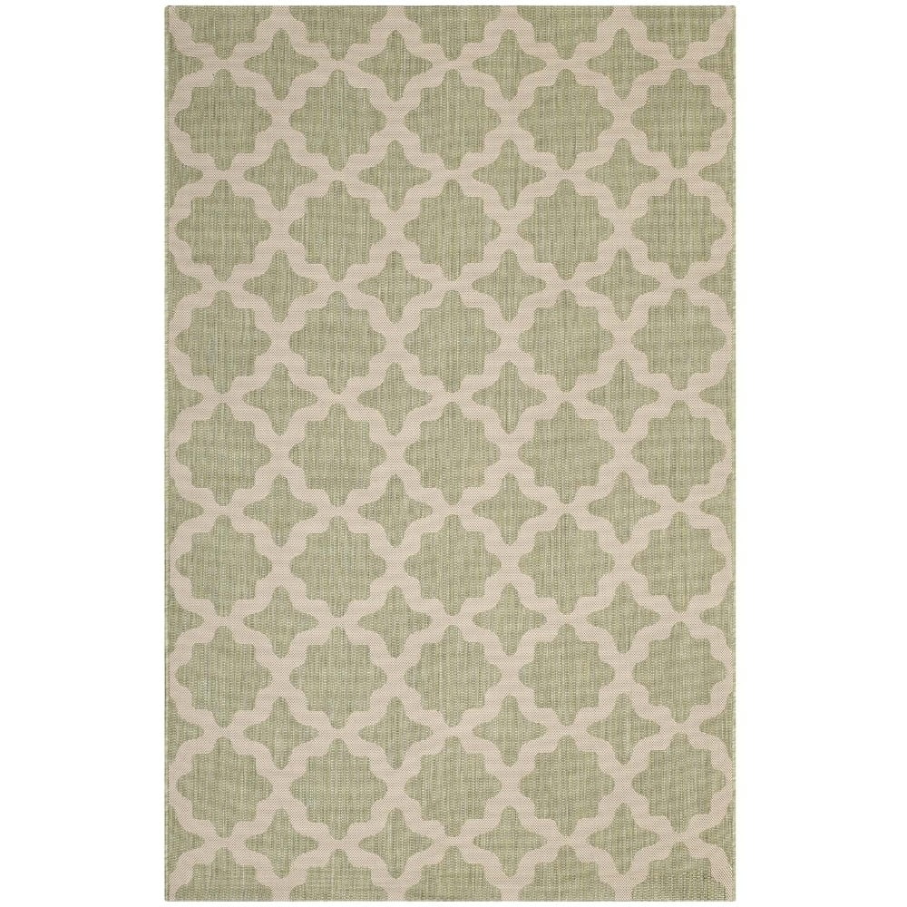 Beige & Light Green 8' x 10' Trellis Synthetic Area Rug