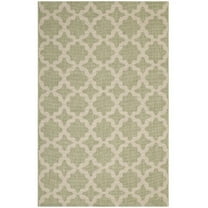 Modway Cerelia 94.5x122" Moroccan Trellis Fabric Area Rug in Beige/Light Green