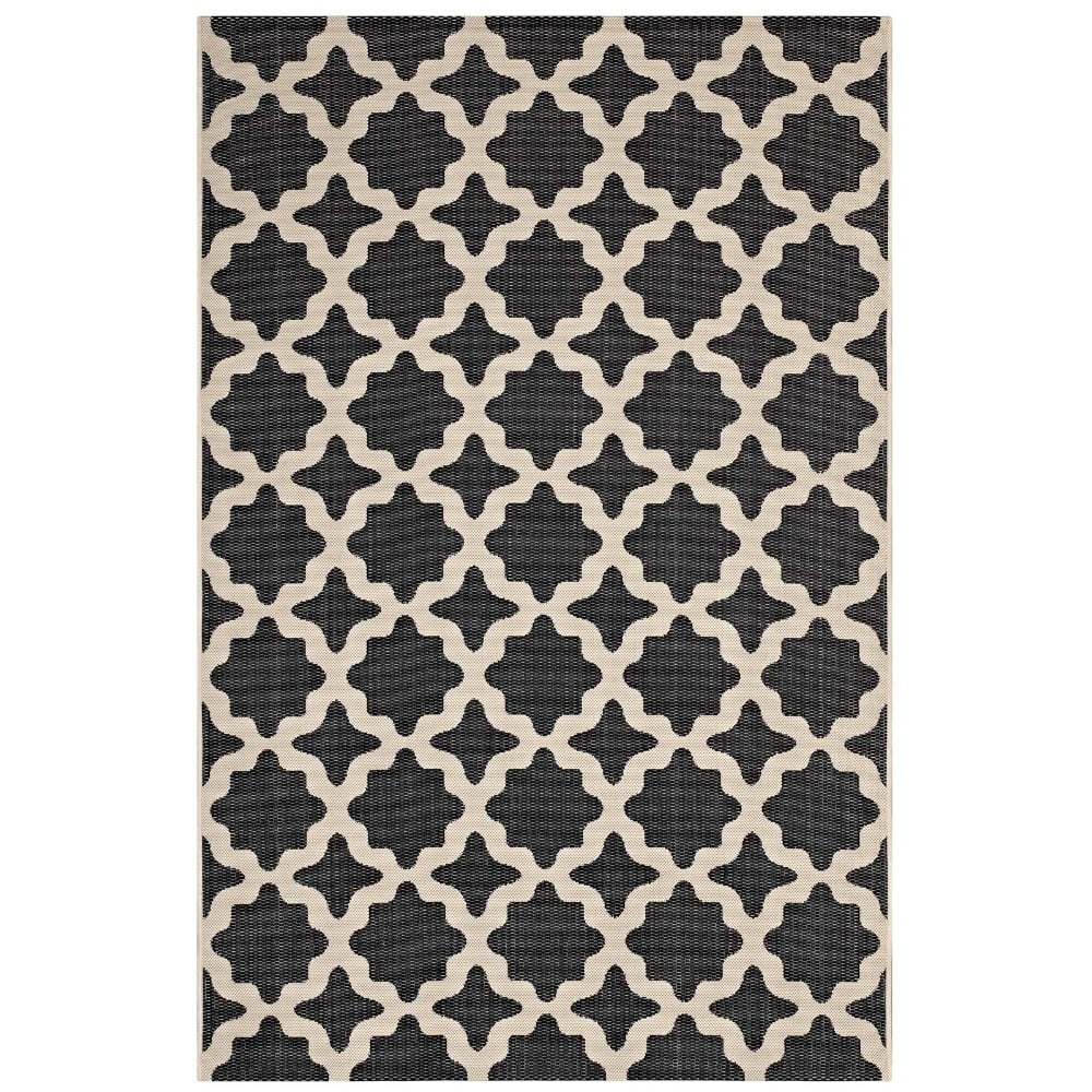 Cerelia Black and Beige Trellis 8x10 Synthetic Area Rug