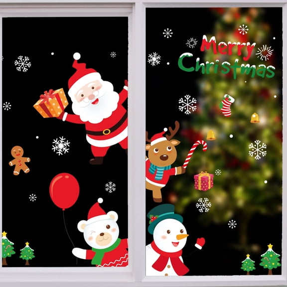 Christmas Window Cling Stickers 27x19 - Large Decal for Shop Window, Showcase Decoration
