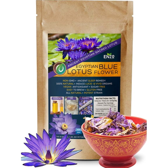 Ceremonial Grade Blue Egypt Blue Lotus Flower (1.75oz) Whole Dried Flowers For Tea, Wine, Essential Oil, Recreational Purposes