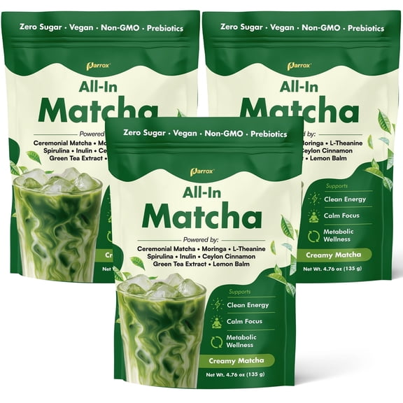Ceremonial Grade Matcha Powder Infused with Moringa, Green Tea Extract, L-Theanine, Inulin, Spirulina, Ceylon Cinnamon, and Lemon Balm  100% First Harvest Japanese Tea (3 Pack)
