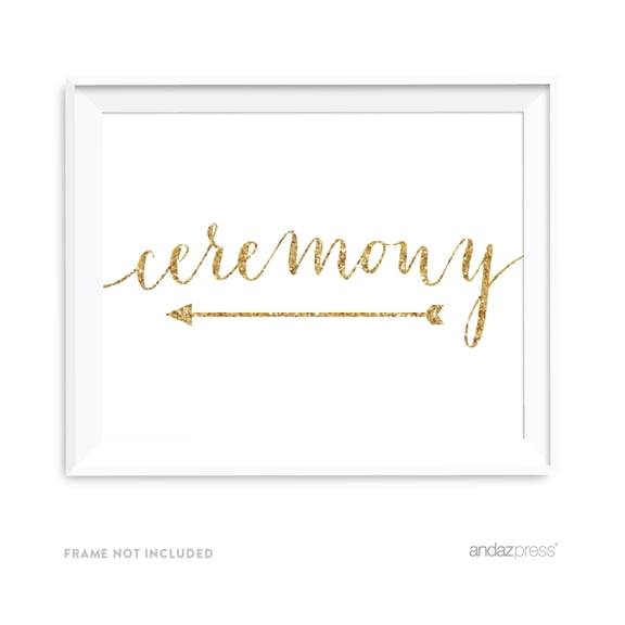 Koyal Wholesale Gold Faux Glitter Ceremony Directional Wedding Sign 8.5x11 Decor