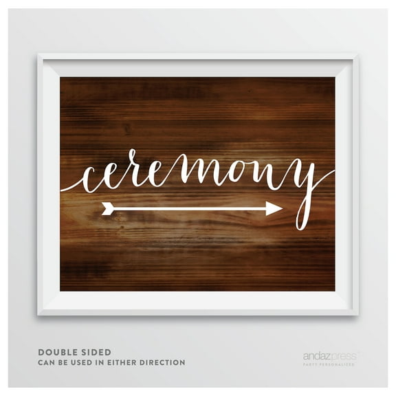 Ceremony Rustic Wood Wedding Party Directional Signs, Double-Sided