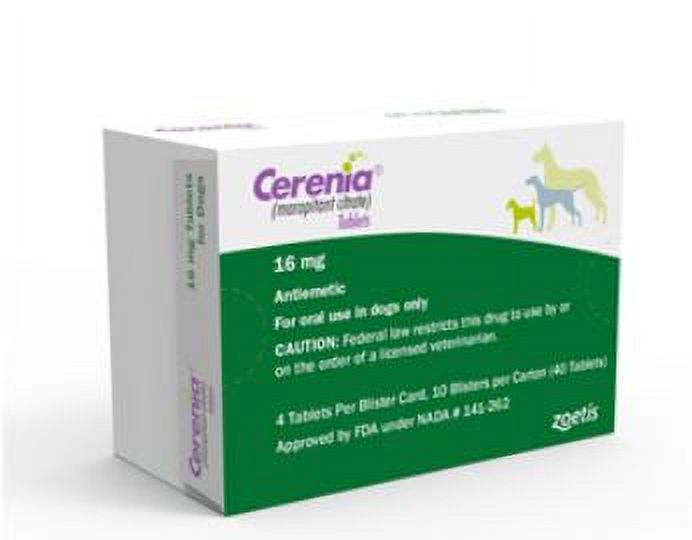 Cerenia (Maropitant Citrate) Tablets for Dogs,16MG, 40 Tablets