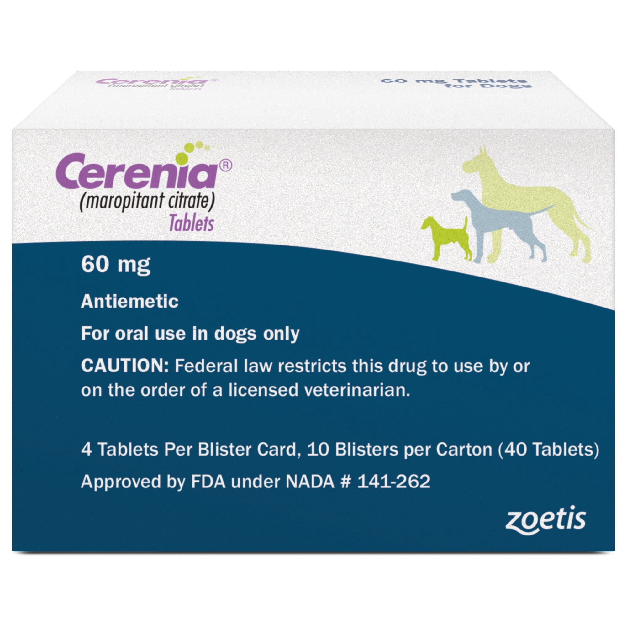 Cerenia (Maropitant Citrate) Tablets for Dogs, 60 mg (Blue), Motion Sickness Relief