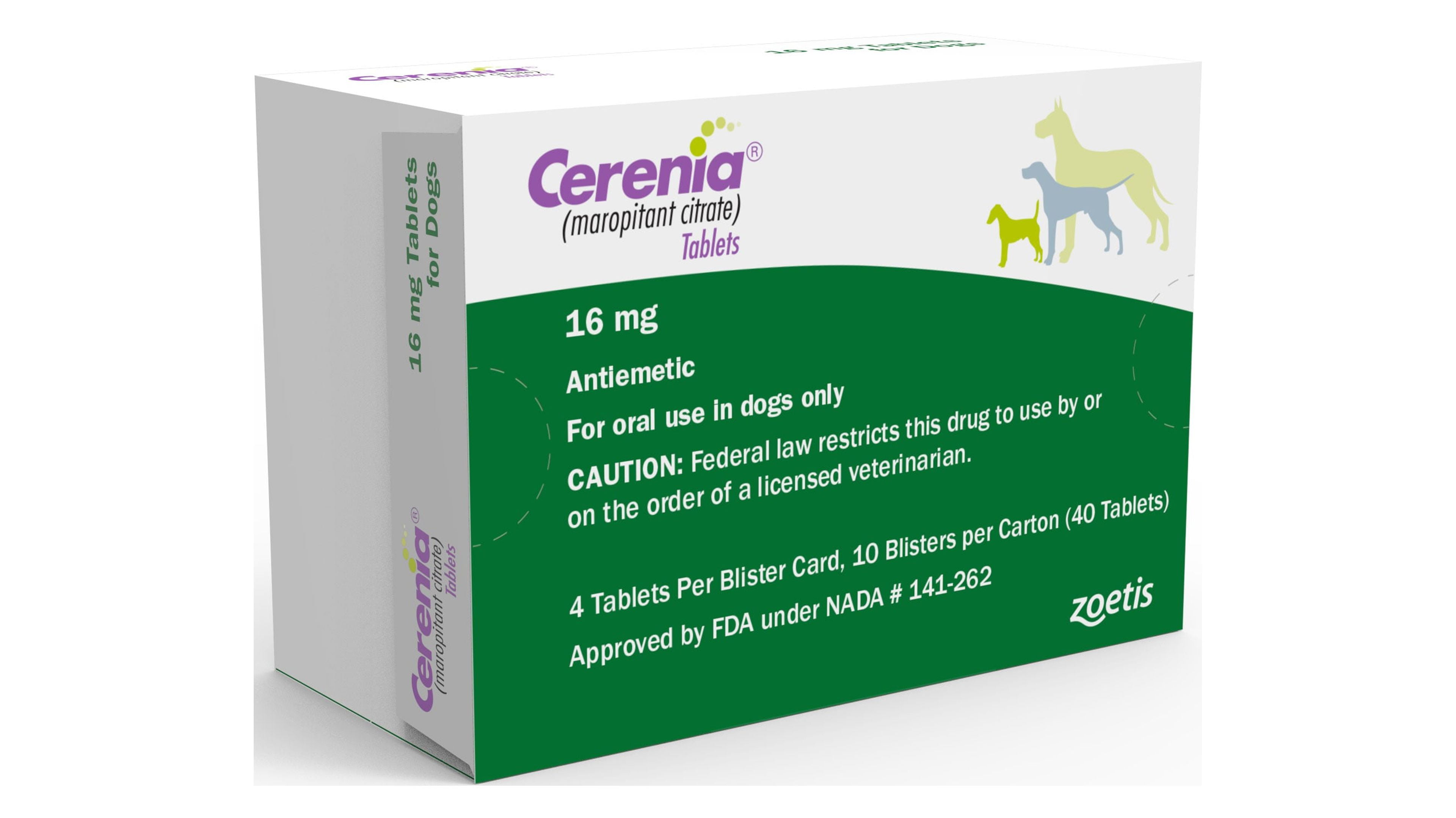 Cerenia (Maropitant Citrate) for Dogs, 16 mg (Green Box), Motion Sickness Relief for Dogs