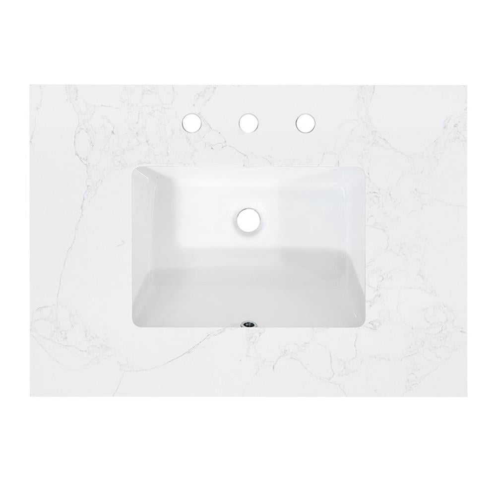 Ceres 31" White Engineered Stone Vanity Top with Undermount Sink