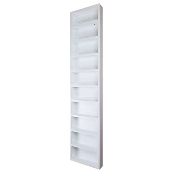 Ceres On the Wall Spice Rack 69"h x 14"w x 3.5"d, White Enamel