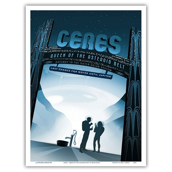Ceres - Queen of the Asteroid Belt - NASA Exoplanet Travel Poster by Mark Kiver - Master Art Print (Unframed) 9in x 12in