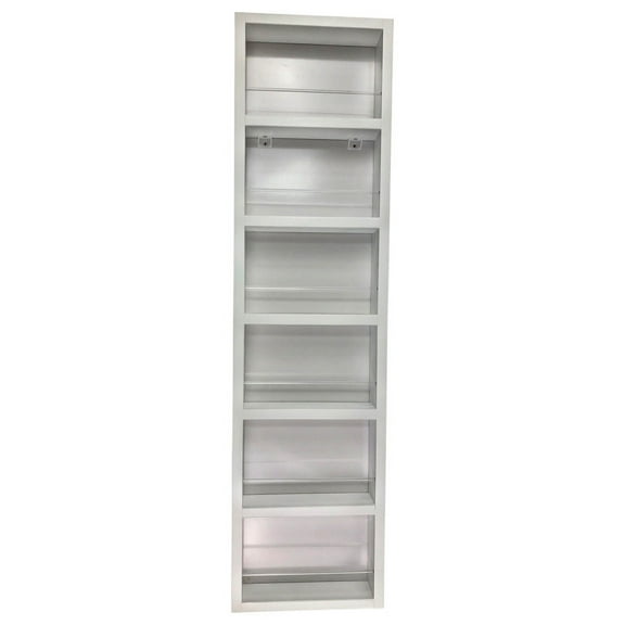 Ceres White Enamel On the Wall Spice Rack 42"h x 14"w x 3.5"d