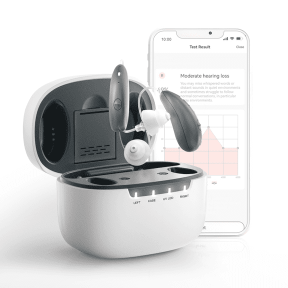 Ceretone DW5A OTC Hearing Aids with Bluetooth & App Control, Connectivity with iOS or Android Devices via Bluetooth 5.0, Rechargable RIC for Seniors and Adults
