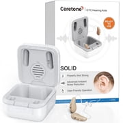 Ceretone Solid Hearing Aids with Intricon  Digital Chip, Rechargeable OTC Digital Hearing Devices for Senior - Virtually Invisible, Volume Control & Preset Programs