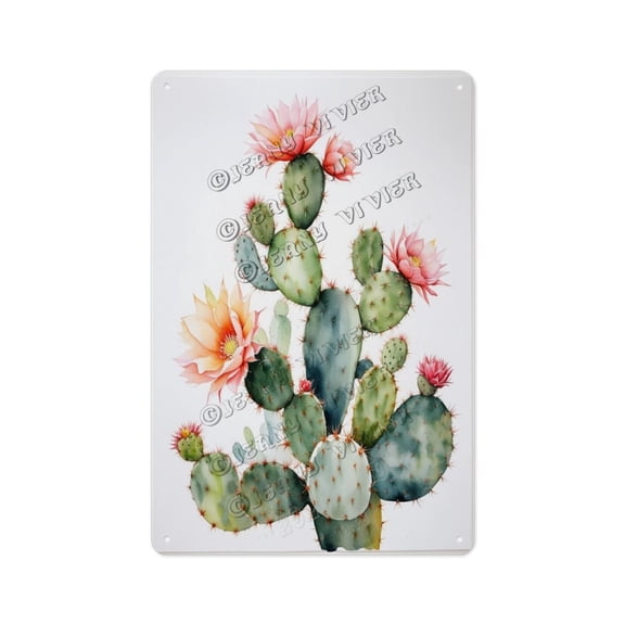 Cereus Cactus Tin Sign – Vintage Succulent Metal Wall Art for Home, Office, Patio, Garden – 12x16 Inch Aluminum Poster for Nature Lovers and Plant Enthusiasts