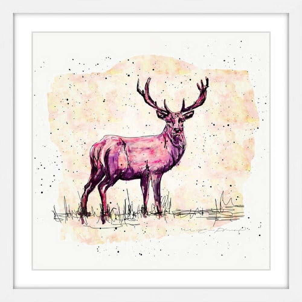 "Cerf Rose Creme" Framed Painting Art Print, 32" x 1.5"
