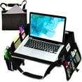 thumbnail image 1 of Cerizona Travel Lap Desk - Travel Tray, Portable Lap Desk for Car, Remote Work, Trips, School - Storage Pockets, Laptop Tablet Sleeve, Adjustable Carrying Strap - Fits up to 15.6-Inch Laptop (Black), 1 of 11