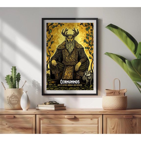 Cernunnos Art Print: Celtic God of Nature Wall Decor, Poster Only