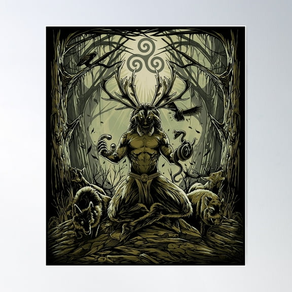 Cernunnos Pagan Celtic Irish Mythology God Poster Wall Art, Modern Wall Decor For Living Room Bedroom, 16x24 UNFRAMED