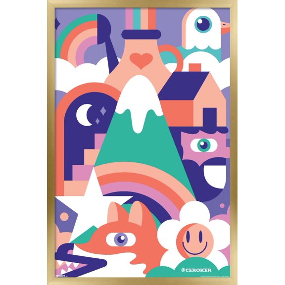 Ceroker - A Window To A Magical World Wall Poster, 22.375" x 34" Framed