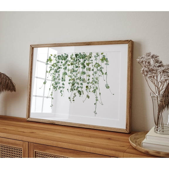 Ceropegia String Of Hearts Wall Art Print With Minimal Greenery Hygge Decor