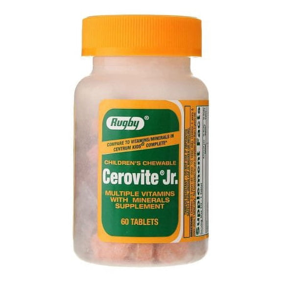 Cerovite Jr. Multivitamin Supplement Chewable Tablet Assorted Fruit Flavors 60 Count