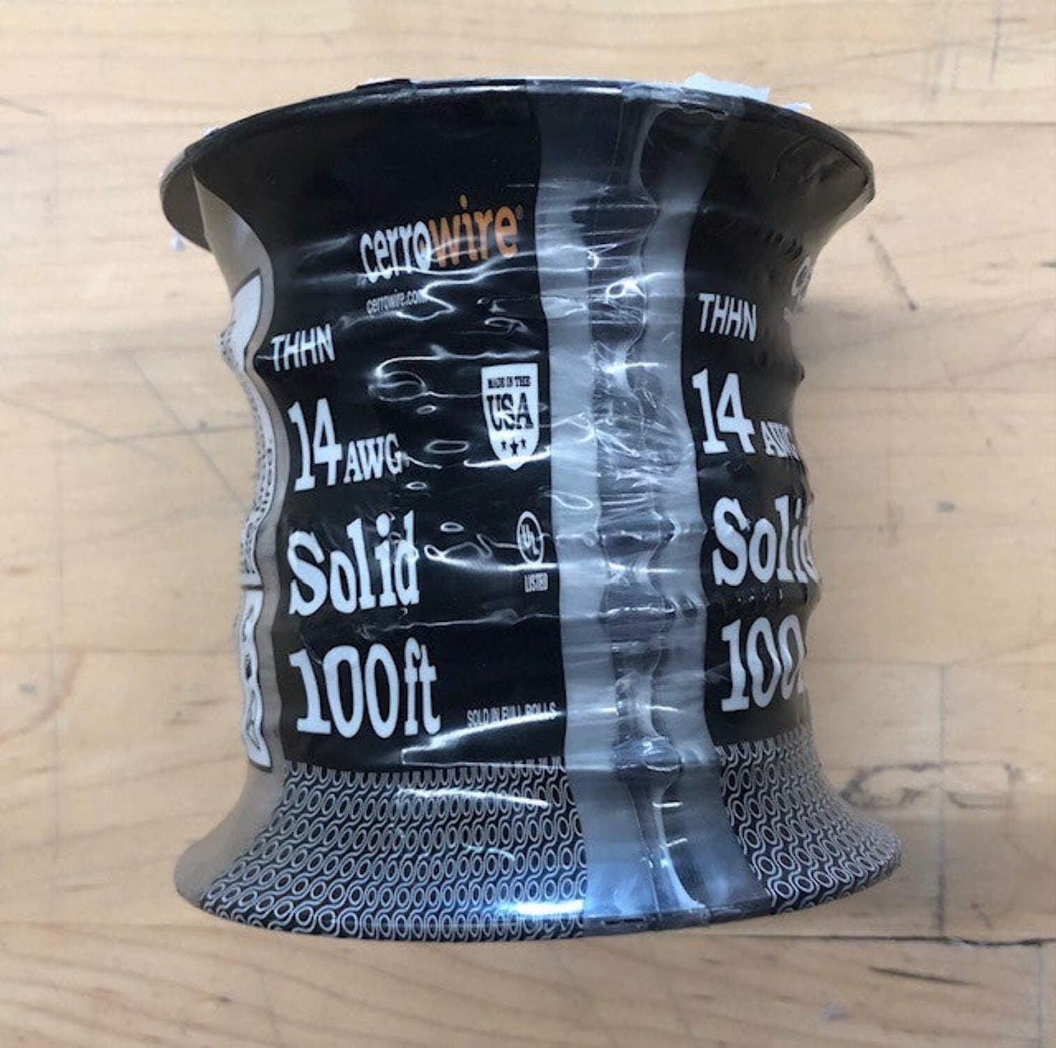 Cerrowire 100 ft. 14 Gauge Black Solid Copper THHN Wire