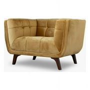 Cerruti Mid Century Modern Tufted Velvet Upholstered Gold Armchair