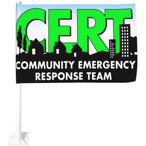 Cert Community Emergency Response Team Car Flag 12x18 Inch Window Clip Flag - Double Sided Fade Resistant Outdoor Decoration Let Your Cars Stand Out