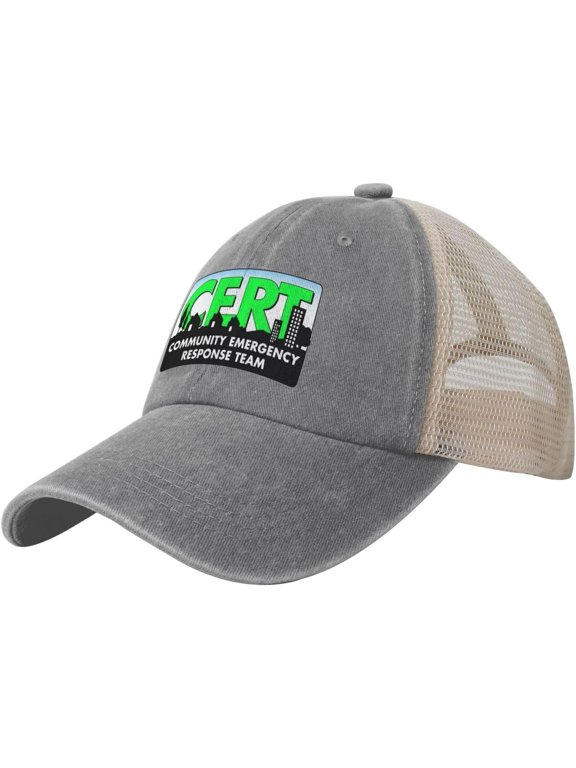 Cert Community Emergency Response Team Denim Trucker Hat Mesh Baseball Cap for Men Or Women Cowboy Dad Black
