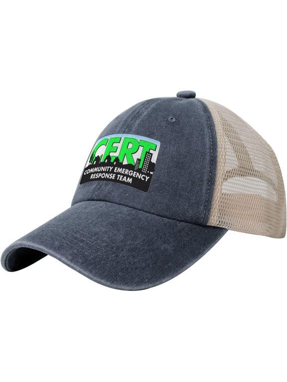 Cert Community Emergency Response Team Denim Trucker Hat Mesh Baseball Cap for Men Or Women Cowboy Dad Black