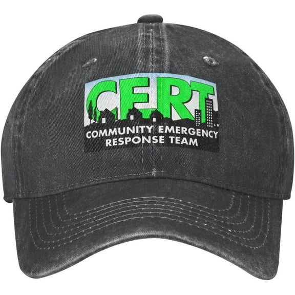 Cert Community Emergency Response Team Hat Adjustable Baseball Cap Dad Cap Unisex Hat Black