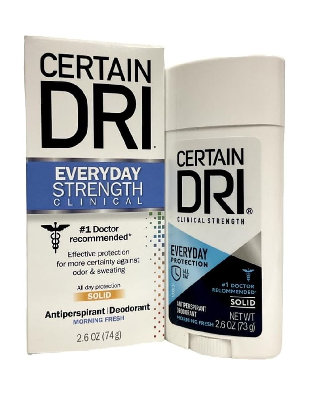 Certain DRI Everyday Strength Clinical Solid Antiperspirant/Deodorant, Morning Fresh Fragrance, 2.6 oz Each (Pack of 12)