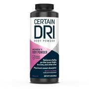 Certain Dri Body Powder for Women, Sweat & Odor Control, 8oz, Talc-Free
