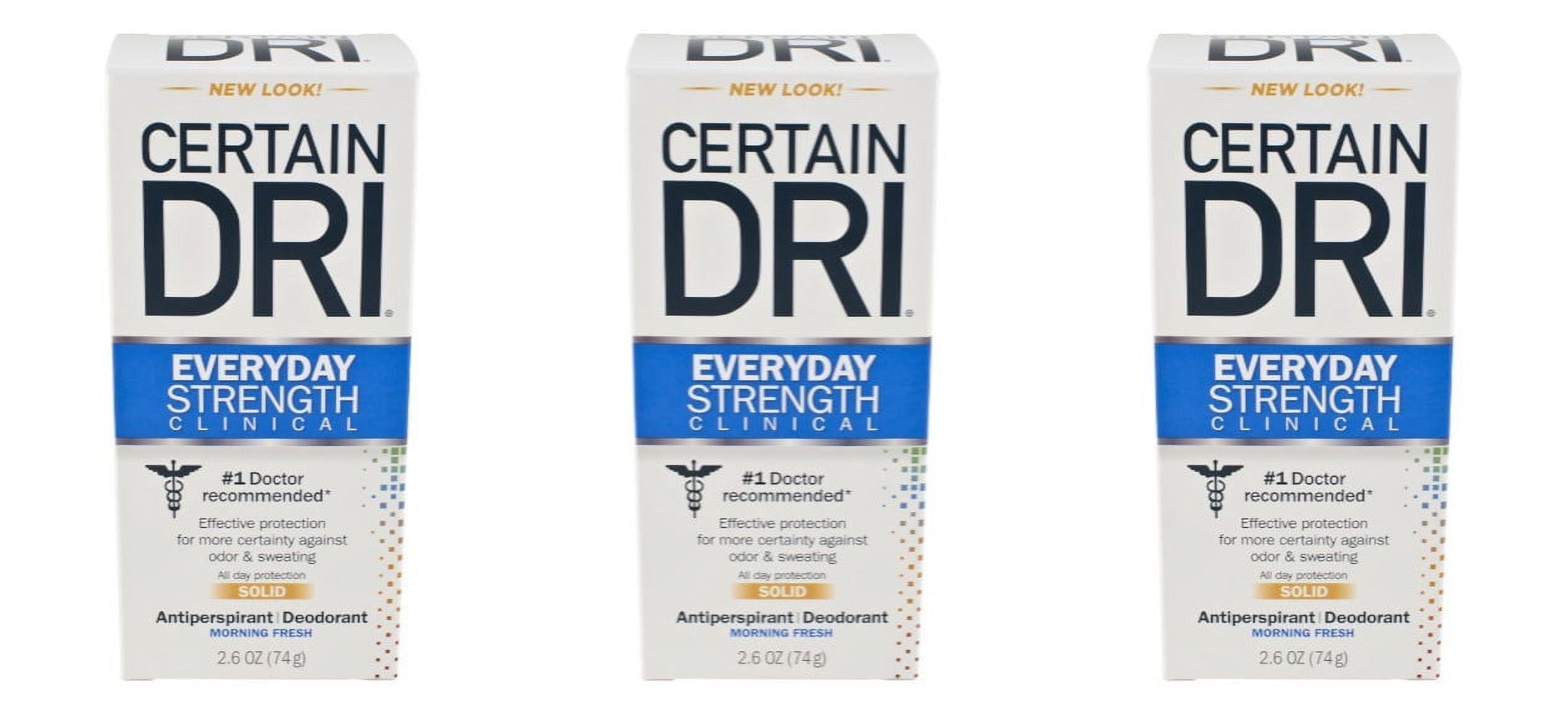 Certain Dri Everyday Strength Clinical Unisex Deodorant Solid, Morning Fresh, 2.6 oz , 3 Pack