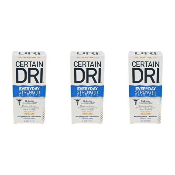 Certain Dri Everyday Strength Clinical Unisex Deodorant Solid, Morning Fresh, 2.6 oz , 3 Pack