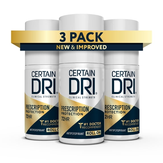 Certain Dri Prescription Strength Clinical Antiperspirant, Roll-On, 1.2 fl oz, 3 Pack